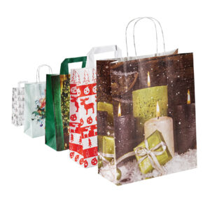 Papiertragetaschen – Weihnachten – mit Flachhenkel oder gedrehter Papierkordel