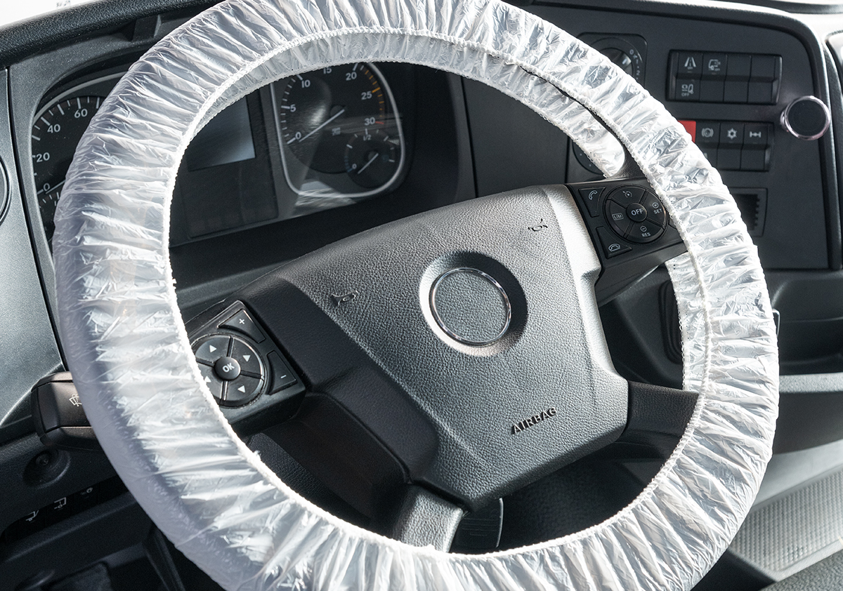 Disposable steering wheel cover XL – PE – with elastic band - Serwo GmbH
